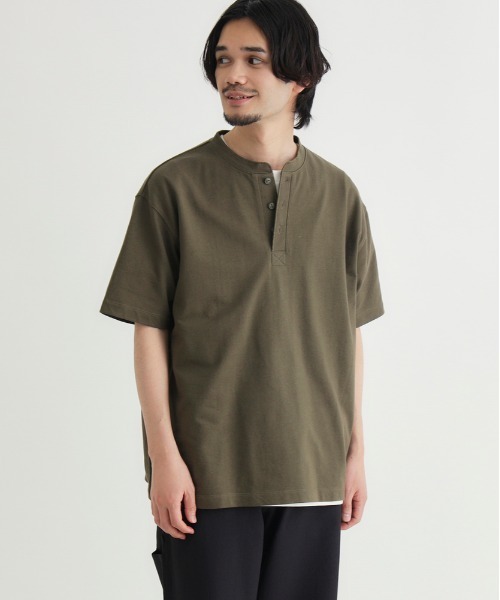 BACK NUMBER（バックナンバー）の「BACK NUMBER(バックナンバー)ヘンリーネックＴシャツ（Tシャツ/カットソー・メンズ・ホワイト/オリーブ/ブラック・S/M/L/XL）」の18枚目の写真