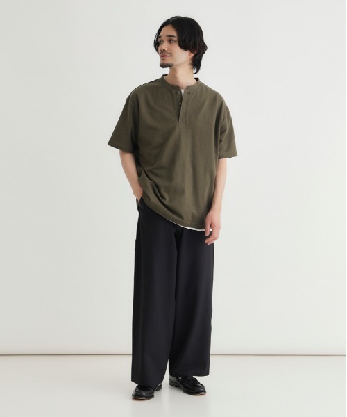 BACK NUMBER（バックナンバー）の「BACK NUMBER(バックナンバー)ヘンリーネックＴシャツ（Tシャツ/カットソー・メンズ・ホワイト/オリーブ/ブラック・S/M/L/XL）」の21枚目の写真
