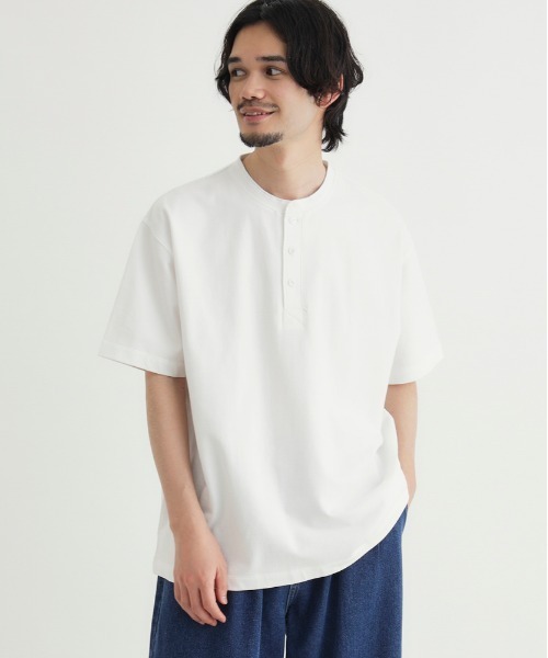 BACK NUMBER（バックナンバー）の「BACK NUMBER(バックナンバー)ヘンリーネックＴシャツ（Tシャツ/カットソー・メンズ・ホワイト/オリーブ/ブラック・S/M/L/XL）」の8枚目の写真
