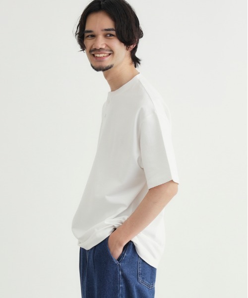 BACK NUMBER（バックナンバー）の「BACK NUMBER(バックナンバー)ヘンリーネックＴシャツ（Tシャツ/カットソー・メンズ・ホワイト/オリーブ/ブラック・S/M/L/XL）」の9枚目の写真