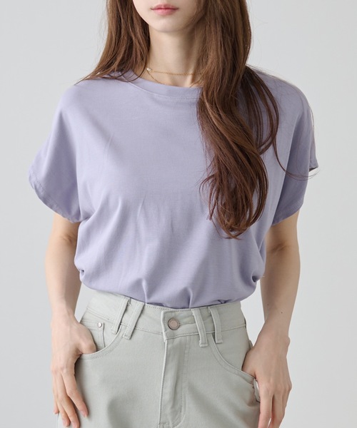 DAYRA(デイラ)の「ソリッドカラー サイド タック 半袖 プルオーバー(Tシャツ/カットソー・レディース・イエロー/ラベンダー/ベージュ/ホワイト/ブラック/グレー・FREE)」の5枚目の写真