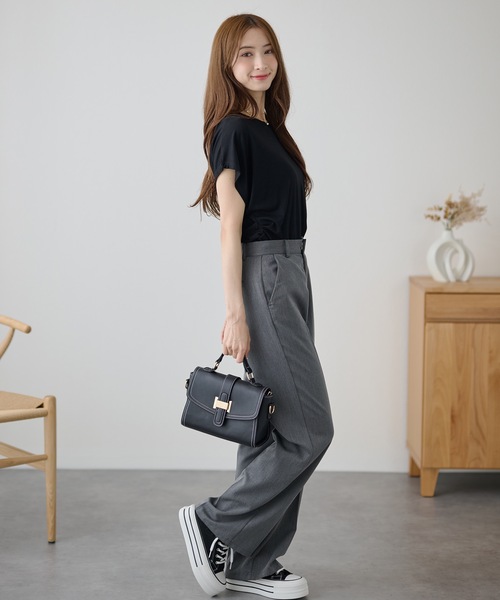 DAYRA(デイラ)の「ソリッドカラー サイド タック 半袖 プルオーバー(Tシャツ/カットソー・レディース・イエロー/ラベンダー/ベージュ/ホワイト/ブラック/グレー・FREE)」の10枚目の写真