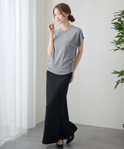 DAYRA(デイラ)の「ソリッドカラー サイド タック 半袖 プルオーバー(Tシャツ/カットソー・レディース・イエロー/ラベンダー/ベージュ/ホワイト/ブラック/グレー・FREE)」の13枚目の写真