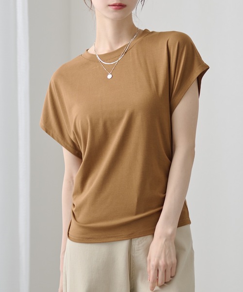 DAYRA(デイラ)の「ソリッドカラー サイド タック 半袖 プルオーバー(Tシャツ/カットソー・レディース・イエロー/ラベンダー/ベージュ/ホワイト/ブラック/グレー・FREE)」の18枚目の写真