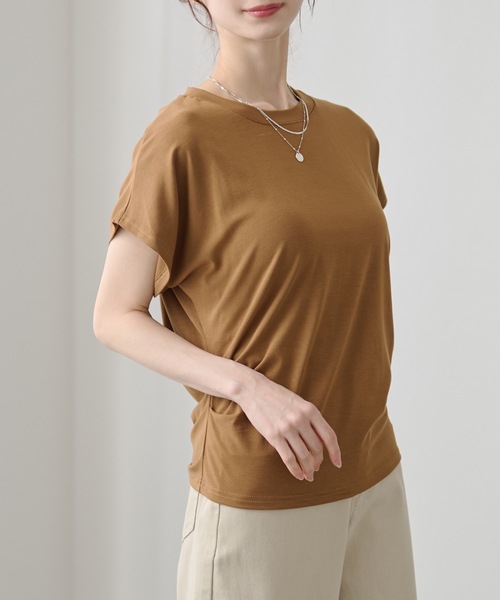 DAYRA(デイラ)の「ソリッドカラー サイド タック 半袖 プルオーバー(Tシャツ/カットソー・レディース・イエロー/ラベンダー/ベージュ/ホワイト/ブラック/グレー・FREE)」の19枚目の写真