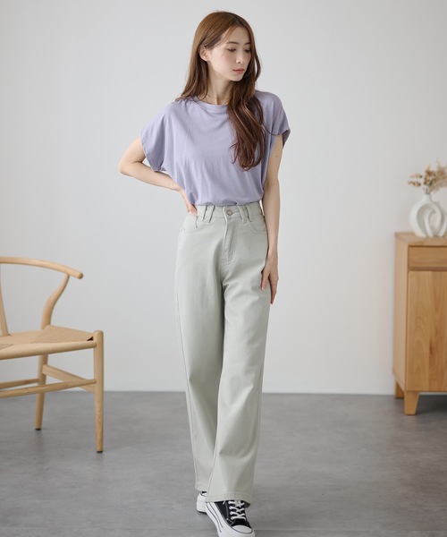 DAYRA(デイラ)の「ソリッドカラー サイド タック 半袖 プルオーバー(Tシャツ/カットソー・レディース・イエロー/ラベンダー/ベージュ/ホワイト/ブラック/グレー・FREE)」の22枚目の写真