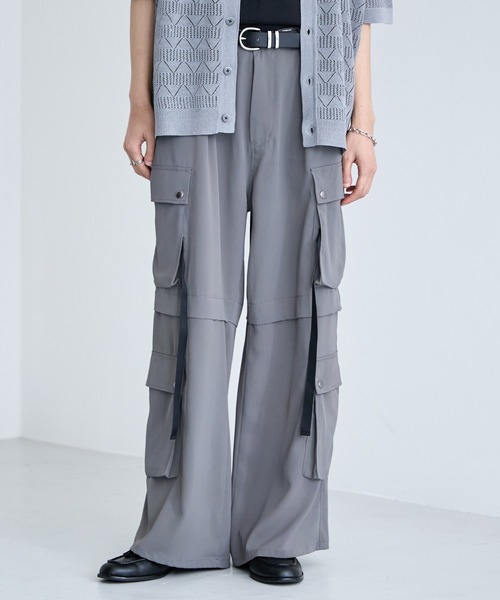 RAGEBLUE(レイジブルー)の「Design Cargo Wide Straight Pants / PEカーゴワイドストレートパンツ(カーゴパンツ・メンズ・ブラック/グレー・LARGE/MEDIUM)」の21枚目の写真