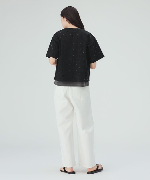 BEAMS HEART(ビームスハート)の「カラフル ラインストーン Tシャツ(Tシャツ/カットソー・レディース・オフホワイト/ブラック/ダークグリーン・FREE)」の6枚目の写真