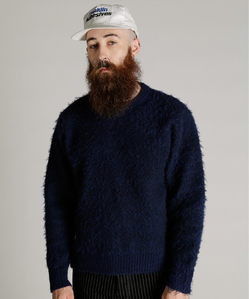 Schott(ショット)の「Schott/ショット/SHAGGY CREW KNIT/シャギー クルー ニット(ニット/セーター・メンズ・ワイン/グリーン/ネイビー・M/L/XL)」の2枚目の写真
