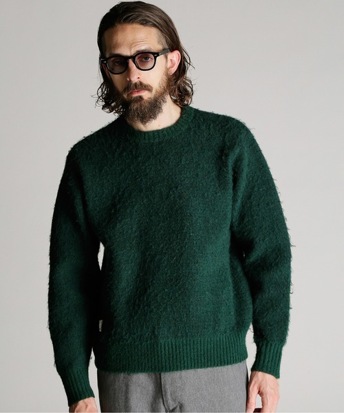Schott(ショット)の「Schott/ショット/SHAGGY CREW KNIT/シャギー クルー ニット(ニット/セーター・メンズ・ワイン/グリーン/ネイビー・M/L/XL)」の1枚目の写真