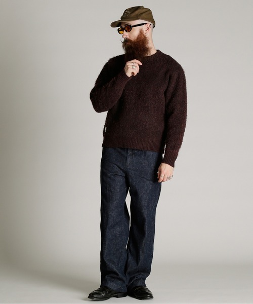 Schott(ショット)の「Schott/ショット/SHAGGY CREW KNIT/シャギー クルー ニット(ニット/セーター・メンズ・ワイン/グリーン/ネイビー・M/L/XL)」の11枚目の写真