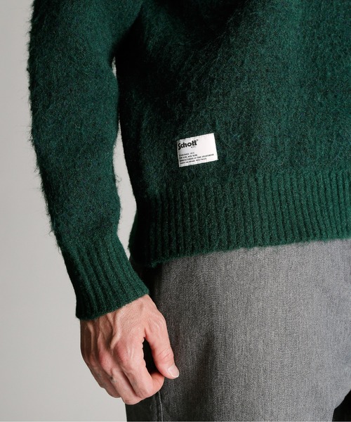 Schott(ショット)の「Schott/ショット/SHAGGY CREW KNIT/シャギー クルー ニット(ニット/セーター・メンズ・ワイン/グリーン/ネイビー・M/L/XL)」の8枚目の写真