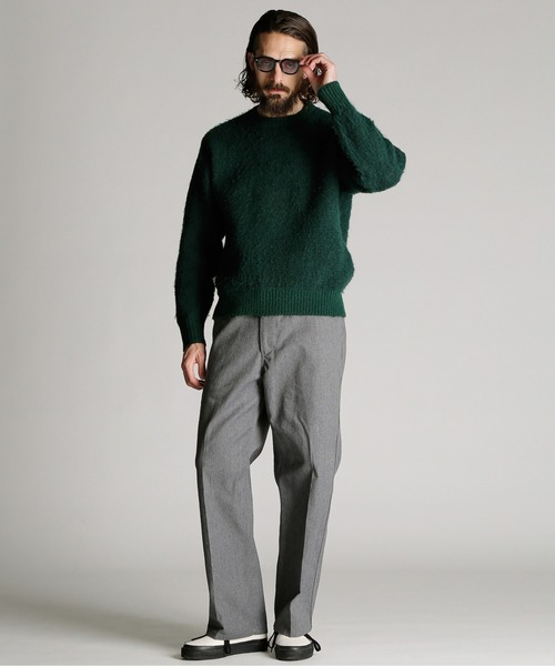 Schott(ショット)の「Schott/ショット/SHAGGY CREW KNIT/シャギー クルー ニット(ニット/セーター・メンズ・ワイン/グリーン/ネイビー・M/L/XL)」の9枚目の写真