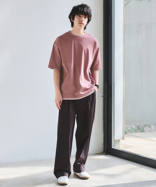 green label relaxing（グリーンレーベルリラクシング）の「ピケ フェイクレイヤード クルーネック 半袖 Ｔシャツ（Tシャツ/カットソー・メンズ・ブラック/ピンク/ホワイト・XL/S/M/L）」の4枚目の写真