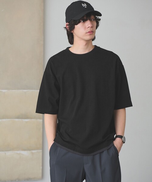 green label relaxing（グリーンレーベルリラクシング）の「ピケ フェイクレイヤード クルーネック 半袖 Ｔシャツ（Tシャツ/カットソー・メンズ・ブラック/ピンク/ホワイト・XL/S/M/L）」の6枚目の写真
