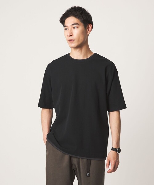 green label relaxing（グリーンレーベルリラクシング）の「ピケ フェイクレイヤード クルーネック 半袖 Ｔシャツ（Tシャツ/カットソー・メンズ・ブラック/ピンク/ホワイト・XL/S/M/L）」の10枚目の写真