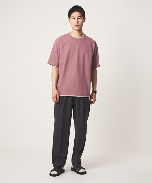 green label relaxing（グリーンレーベルリラクシング）の「ピケ フェイクレイヤード クルーネック 半袖 Ｔシャツ（Tシャツ/カットソー・メンズ・ブラック/ピンク/ホワイト・XL/S/M/L）」の15枚目の写真