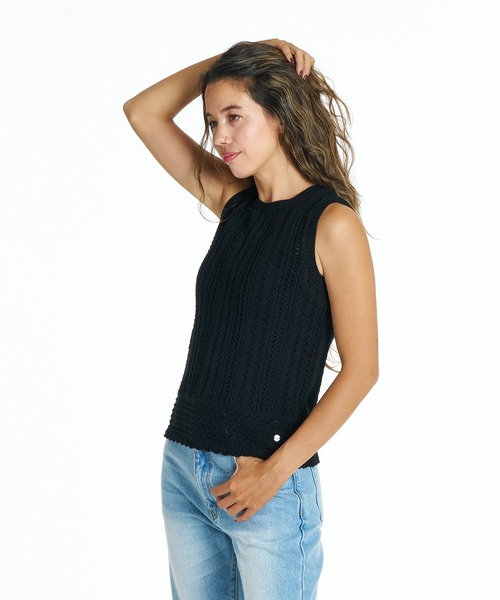 ROXY（ロキシー）の「ROXY TIDE OVER TANK ノースリーブニット 【2026年夏モデル】/ロキシー（ニット/セーター・レディース・ナチュラル/ブラック/インディゴブルー・LARGE/MEDIUM/SMALL）」の2枚目の写真