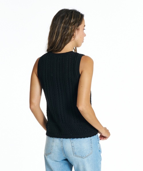 ROXY（ロキシー）の「ROXY TIDE OVER TANK ノースリーブニット 【2026年夏モデル】/ロキシー（ニット/セーター・レディース・ナチュラル/ブラック/インディゴブルー・LARGE/MEDIUM/SMALL）」の4枚目の写真