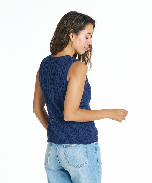 ROXY（ロキシー）の「ROXY TIDE OVER TANK ノースリーブニット 【2026年夏モデル】/ロキシー（ニット/セーター・レディース・ナチュラル/ブラック/インディゴブルー・LARGE/MEDIUM/SMALL）」の8枚目の写真