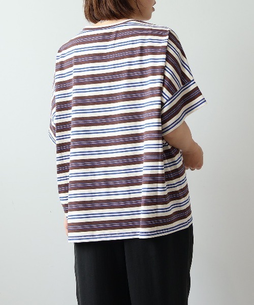 leswel（レスウェル）の「【M～5L】【UVカット】マルチボーダーTシャツ（Tシャツ/カットソー・レディース・ブラック/ブラウン/ネイビー・M/L/LL/3L/4L/5L）」の16枚目の写真