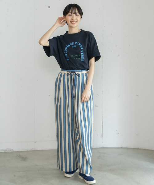 POU DOU DOU(プードゥドゥ)の「アーチロゴプリントラグランプルオーバー(Tシャツ/カットソー・レディース・オートミール/ネイビー/レッド・3)」の16枚目の写真