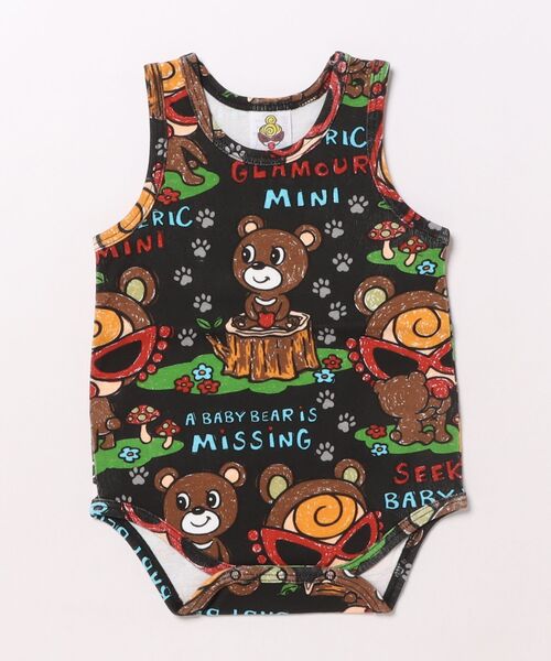 HYSTERIC MINI（ヒステリックミニ）の「SEEK A BABY BEAR総柄 ノースリーブロンパース（ロンパース・キッズ・ホワイト系その他/ブラック系その他・70/80）」の2枚目の写真