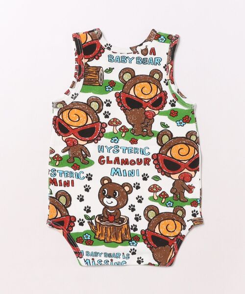HYSTERIC MINI（ヒステリックミニ）の「SEEK A BABY BEAR総柄 ノースリーブロンパース（ロンパース・キッズ・ホワイト系その他/ブラック系その他・70/80）」の4枚目の写真