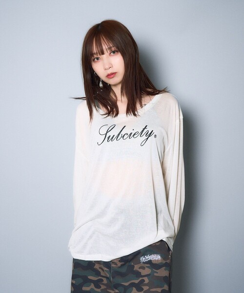 Subciety（サブサエティ）の「Off-shoulder sheer top（Tシャツ/カットソー・レディース・ブラック/ホワイト・FREE）」の17枚目の写真