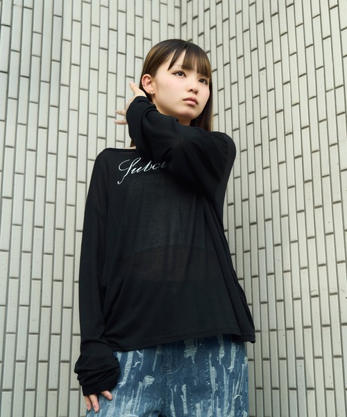 Subciety（サブサエティ）の「Off-shoulder sheer top（Tシャツ/カットソー・レディース・ブラック/ホワイト・FREE）」の14枚目の写真