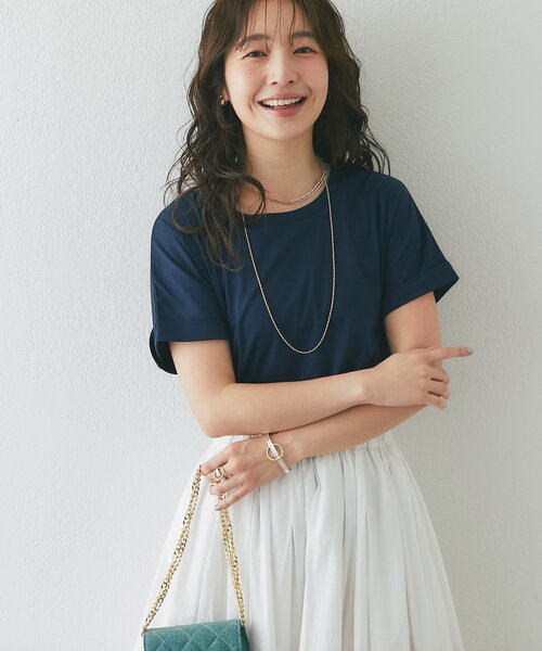 La boutique BonBon(ラブティックボンボン)の「【復刻・今すぐお届け!】ターンバックカットソー(Tシャツ/カットソー・レディース・ネイビー/オフホワイト/ピンク/ブラック・FREE)」の3枚目の写真