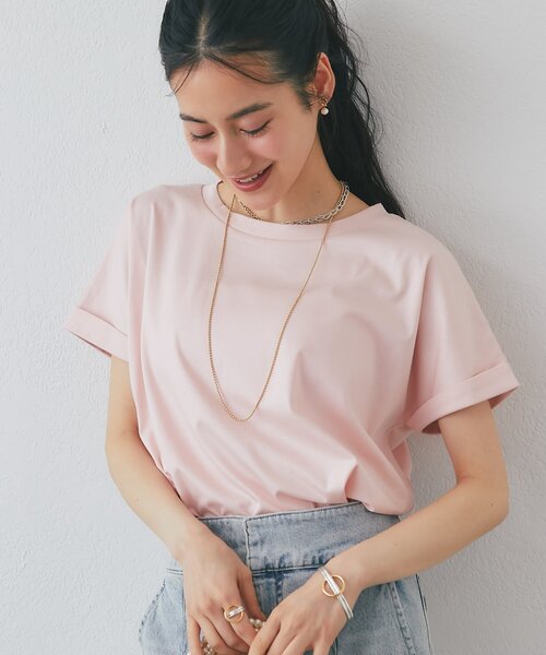 La boutique BonBon(ラブティックボンボン)の「【復刻・今すぐお届け!】ターンバックカットソー(Tシャツ/カットソー・レディース・ネイビー/オフホワイト/ピンク/ブラック・FREE)」の4枚目の写真