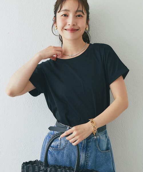 La boutique BonBon(ラブティックボンボン)の「【復刻・今すぐお届け!】ターンバックカットソー(Tシャツ/カットソー・レディース・ネイビー/オフホワイト/ピンク/ブラック・FREE)」の2枚目の写真