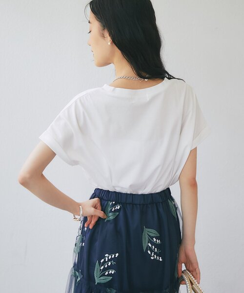 La boutique BonBon(ラブティックボンボン)の「ターンバックカットソー(Tシャツ/カットソー・レディース・ネイビー/オフホワイト/ピンク/ブラック/モカ・FREE)」の8枚目の写真