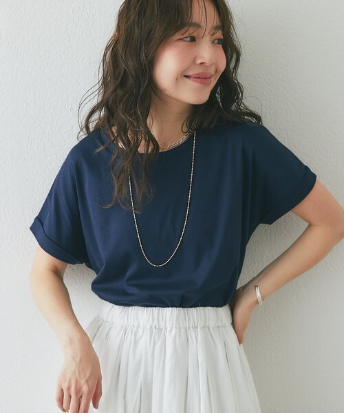 La boutique BonBon(ラブティックボンボン)の「【復刻・今すぐお届け!】ターンバックカットソー(Tシャツ/カットソー・レディース・ネイビー/オフホワイト/ピンク/ブラック・FREE)」の6枚目の写真