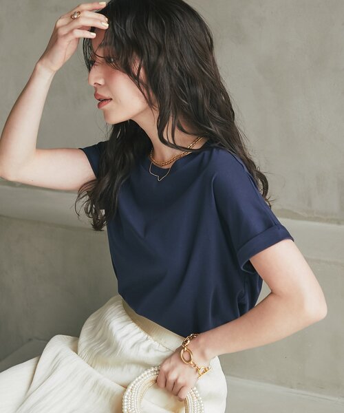 La boutique BonBon(ラブティックボンボン)の「【復刻・今すぐお届け!】ターンバックカットソー(Tシャツ/カットソー・レディース・ネイビー/オフホワイト/ピンク/ブラック・FREE)」の12枚目の写真