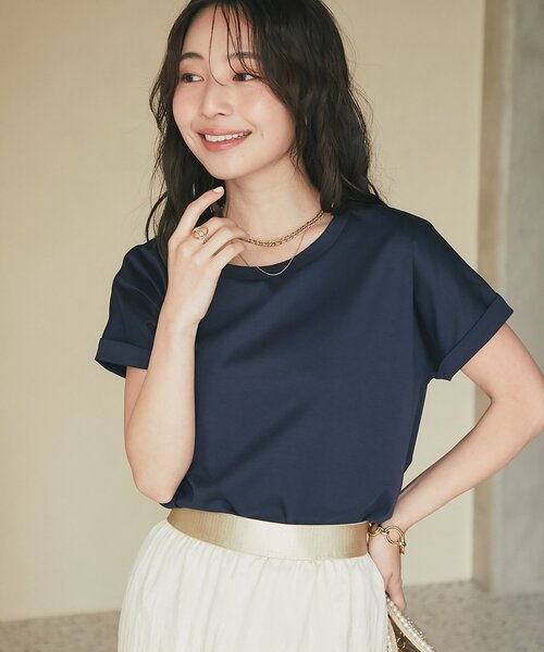 La boutique BonBon(ラブティックボンボン)の「【復刻・今すぐお届け!】ターンバックカットソー(Tシャツ/カットソー・レディース・ネイビー/オフホワイト/ピンク/ブラック・FREE)」の13枚目の写真