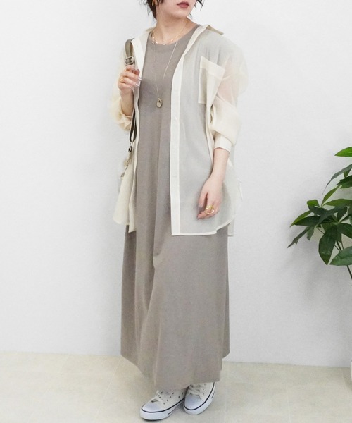 SELECT LEVERY(セレクトリベリー)の「オーバーシアーシャツ(シャツ/ブラウス・レディース・ライトベージュ/ブラック/グレー・MEDIUM)」の7枚目の写真