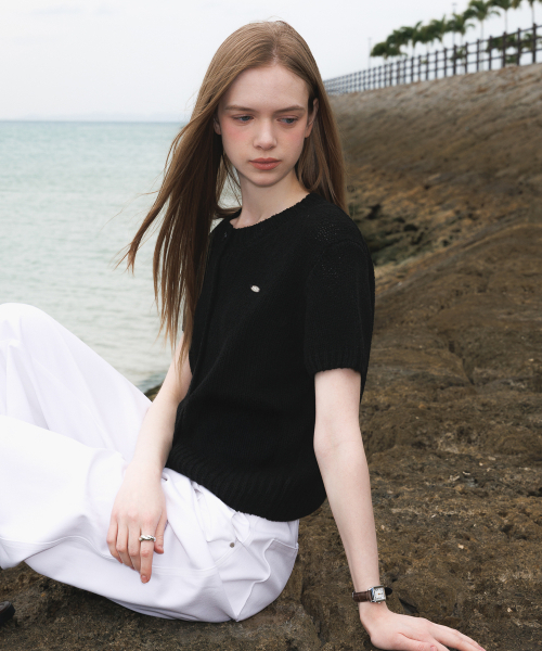 DEHEVE（デヘヴェ）の「Boucle Short Sleeve Cardigan [Black]（カーディガン/ボレロ・レディース・ブラック・OS）」の4枚目の写真