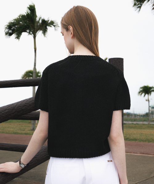 DEHEVE（デヘヴェ）の「Boucle Short Sleeve Cardigan [Black]（カーディガン/ボレロ・レディース・ブラック・OS）」の5枚目の写真