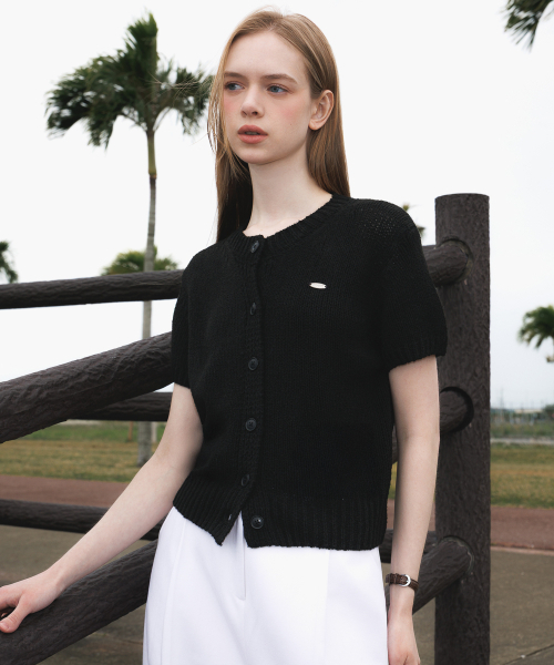 DEHEVE（デヘヴェ）の「Boucle Short Sleeve Cardigan [Black]（カーディガン/ボレロ・レディース・ブラック・OS）」の6枚目の写真