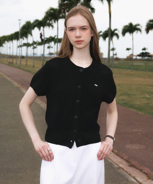 DEHEVE（デヘヴェ）の「Boucle Short Sleeve Cardigan [Black]（カーディガン/ボレロ・レディース・ブラック・OS）」の12枚目の写真