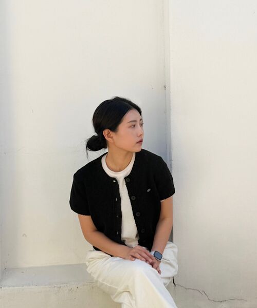 DEHEVE（デヘヴェ）の「Boucle Short Sleeve Cardigan [Black]（カーディガン/ボレロ・レディース・ブラック・OS）」の18枚目の写真