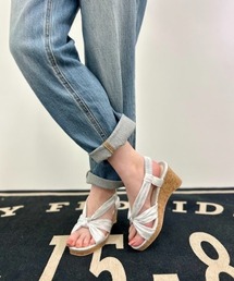 【厚底】コルクウェッジソール リボンノットサンダル 5033-WK
