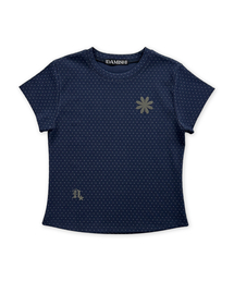 フラワーシンボルポルカドットショートスリーブTシャツ_ネイビー