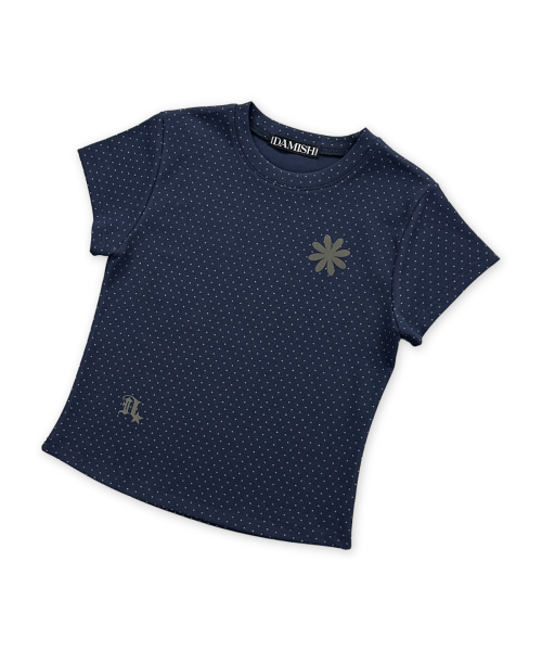 DAMISH(ダミシュ)の「フラワーシンボルポルカドットショートスリーブTシャツ_ネイビー(Tシャツ/カットソー・レディース・ネイビー・OS)」の6枚目の写真