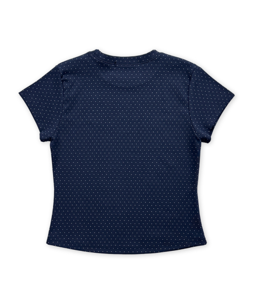 DAMISH(ダミシュ)の「フラワーシンボルポルカドットショートスリーブTシャツ_ネイビー(Tシャツ/カットソー・レディース・ネイビー・OS)」の5枚目の写真