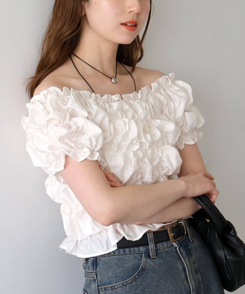tiptop(ティップトップ)の「ランダムシャーリング2wayブラウス(シャツ/ブラウス・レディース・ホワイト系その他/ブラック/サックスブルー/オフホワイト/ブラック系その他・FREE)」の7枚目の写真