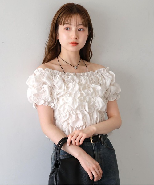 tiptop(ティップトップ)の「ランダムシャーリング2wayブラウス(シャツ/ブラウス・レディース・ホワイト系その他/ブラック/サックスブルー/オフホワイト/ブラック系その他・FREE)」の8枚目の写真