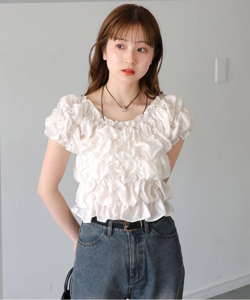 tiptop(ティップトップ)の「ランダムシャーリング2wayブラウス(シャツ/ブラウス・レディース・ホワイト系その他/ブラック/サックスブルー/オフホワイト/ブラック系その他・FREE)」の10枚目の写真
